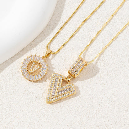 Rock Sugar Full of Diamonds 26 English Letter Necklace