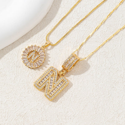 Rock Sugar Full of Diamonds 26 English Letter Necklace