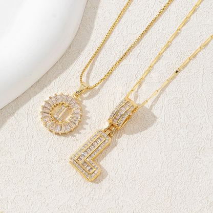 Rock Sugar Full of Diamonds 26 English Letter Necklace