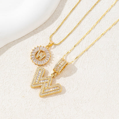 Rock Sugar Full of Diamonds 26 English Letter Necklace