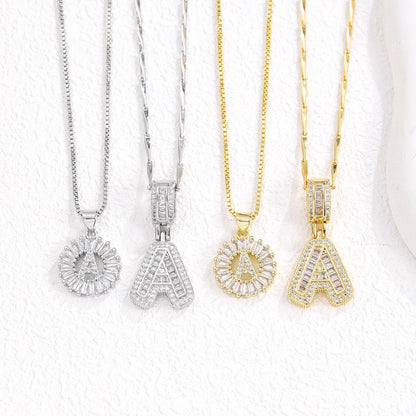 Rock Sugar Full of Diamonds 26 English Letter Necklace