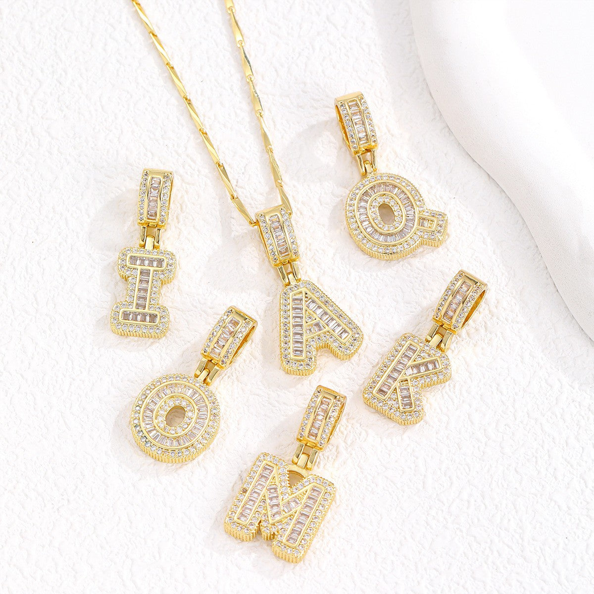 Rock Sugar Full of Diamonds 26 English Letter Necklace
